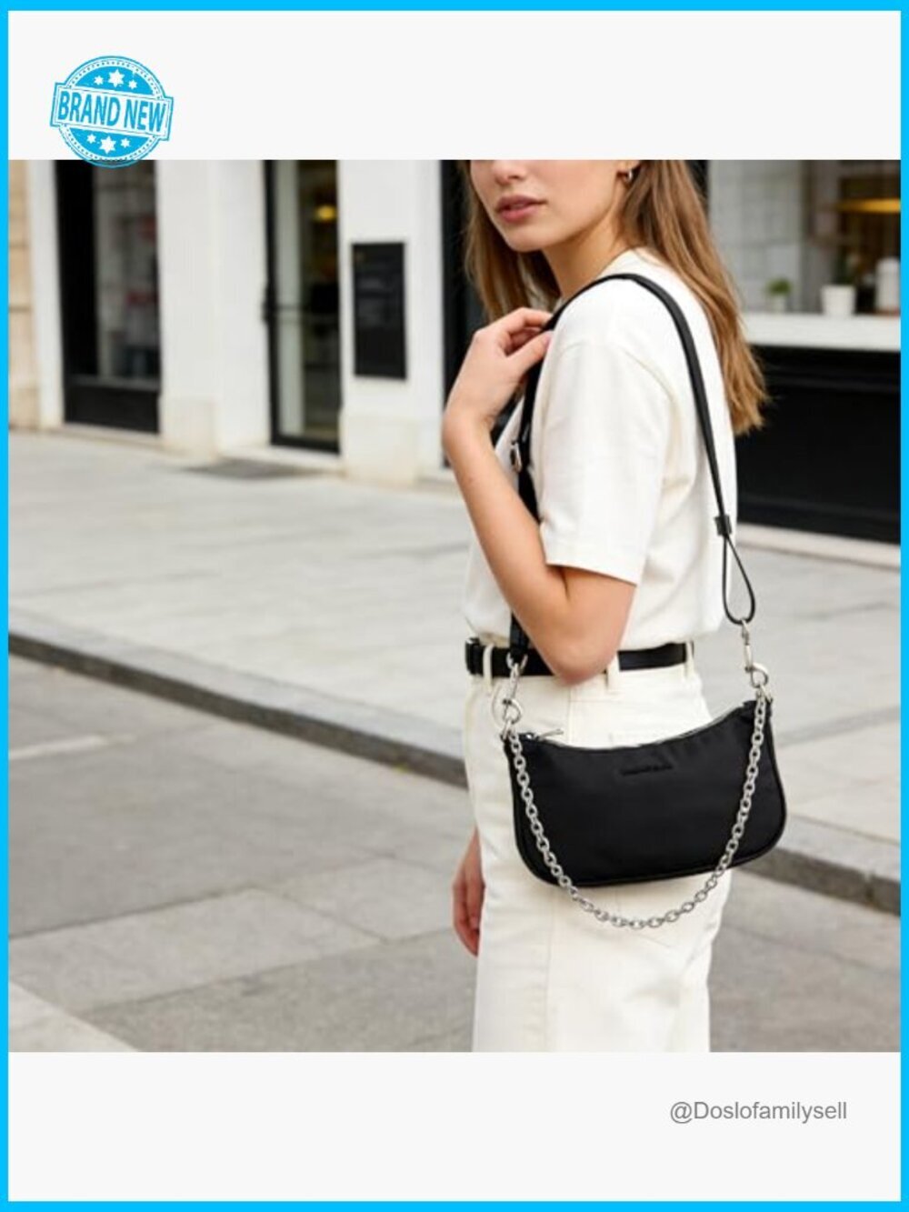 Nylon Crescent Crossbody Bag Minimalist Chic Hobo Shoulder Bag Adjustable Straps - Picture 3 of 7